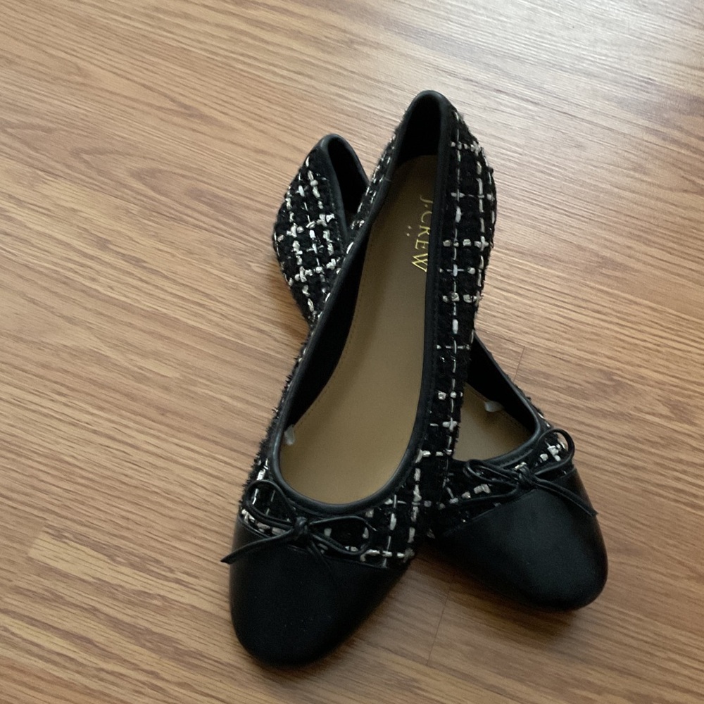 J. Crew Black and White Tweed Flats